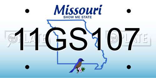 11GS107 Missouri License Plate