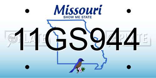 11GS944 Missouri License Plate