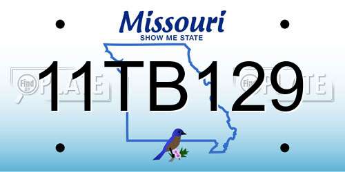 11TB129 Missouri License Plate