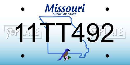 11TT492 Missouri License Plate
