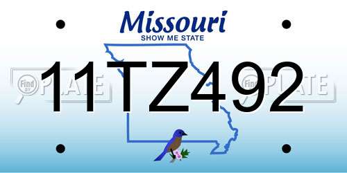 11TZ492 Missouri License Plate
