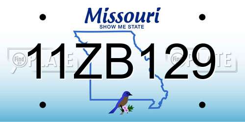 11ZB129 Missouri License Plate