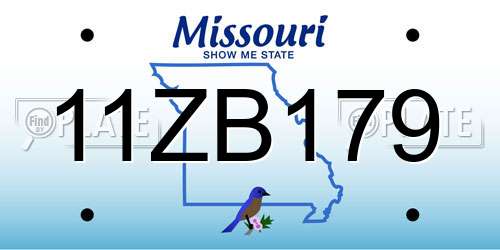 11ZB179 Missouri License Plate