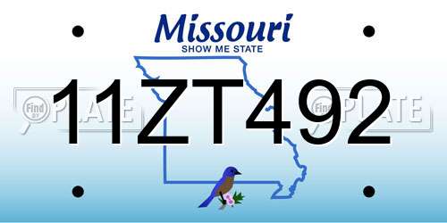 11ZT492 Missouri License Plate