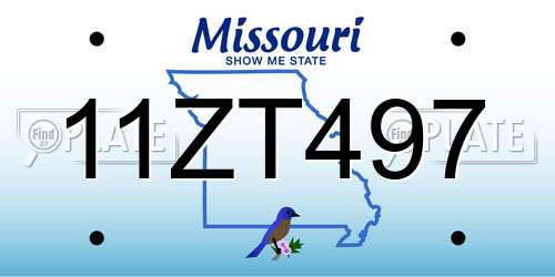 11ZT497 Missouri License Plate