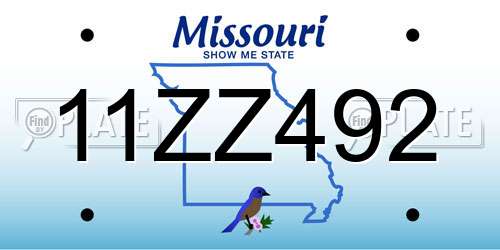 11ZZ492 Missouri License Plate