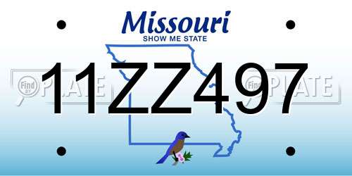 11ZZ497 Missouri License Plate