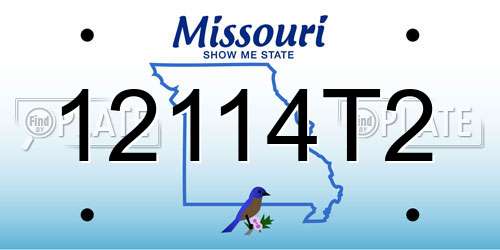 12114T2 Missouri License Plate