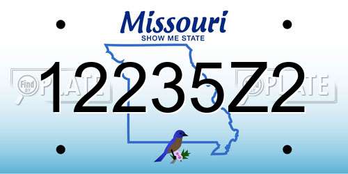 12235Z2 Missouri License Plate