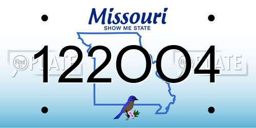 122OO4 Missouri License Plate