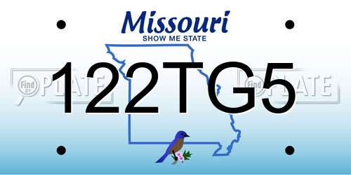 122TG5 Missouri License Plate