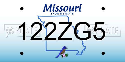 122ZG5 Missouri License Plate
