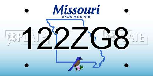122ZG8 Missouri License Plate