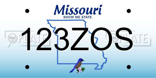 123ZOS Missouri License Plate
