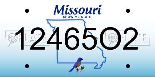 12465O2 Missouri License Plate