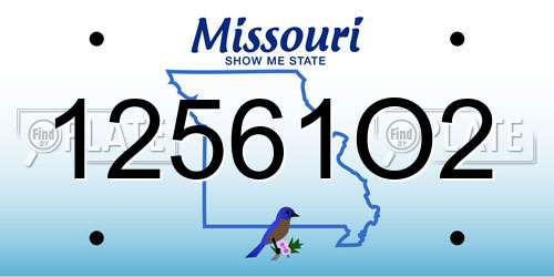 12561O2 Missouri License Plate
