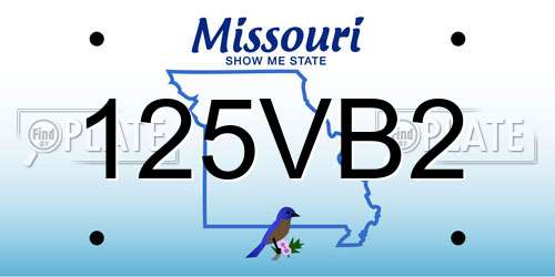125VB2 Missouri License Plate