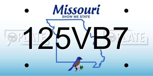 125VB7 Missouri License Plate