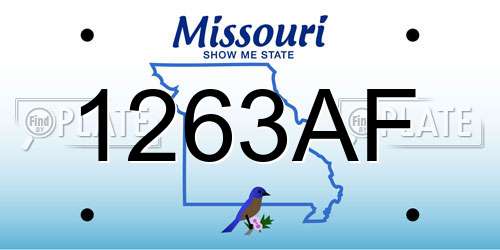 1263AF Missouri License Plate
