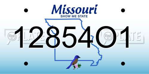 12854O1 Missouri License Plate