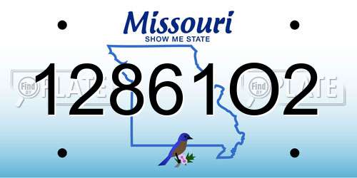 12861O2 Missouri License Plate