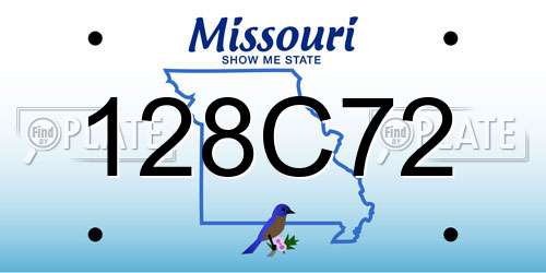 128C72 Missouri License Plate