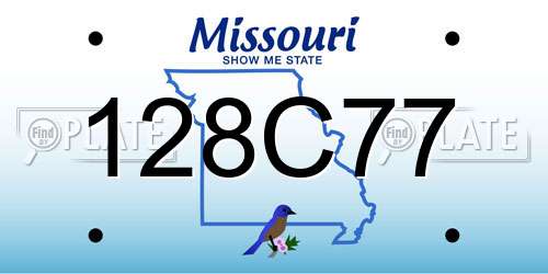 128C77 Missouri License Plate