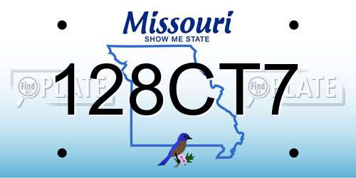 128CT7 Missouri License Plate