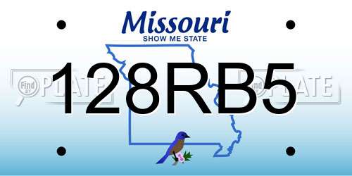 128RB5 Missouri License Plate