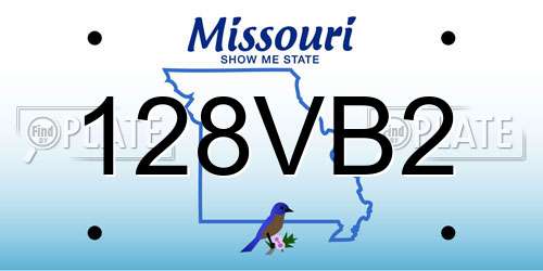 128VB2 Missouri License Plate