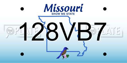 128VB7 Missouri License Plate