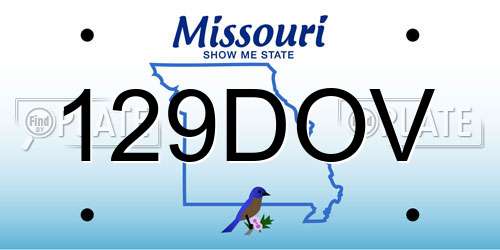 129DOV Missouri License Plate