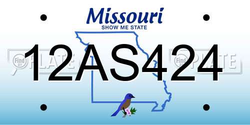 12AS424 Missouri License Plate
