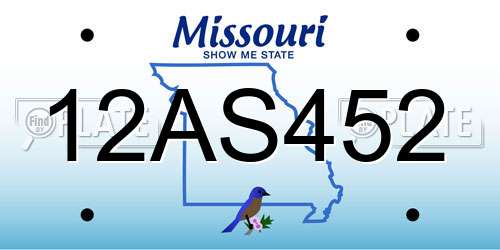 12AS452 Missouri License Plate