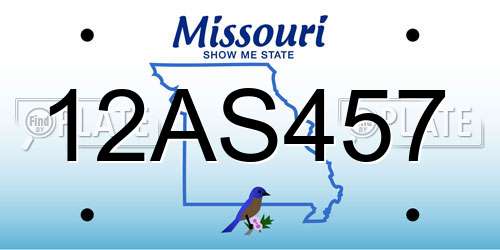 12AS457 Missouri License Plate