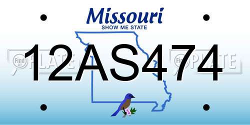 12AS474 Missouri License Plate