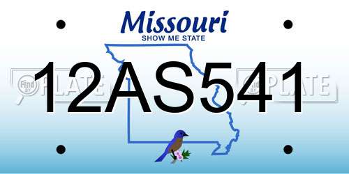 12AS541 Missouri License Plate