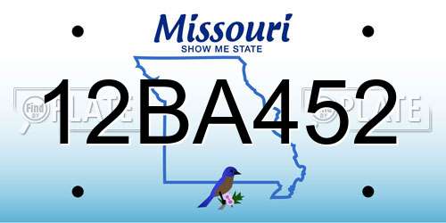 12BA452 Missouri License Plate