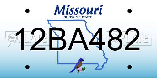12BA482 Missouri License Plate