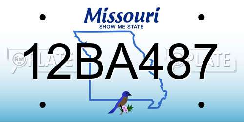 12BA487 Missouri License Plate
