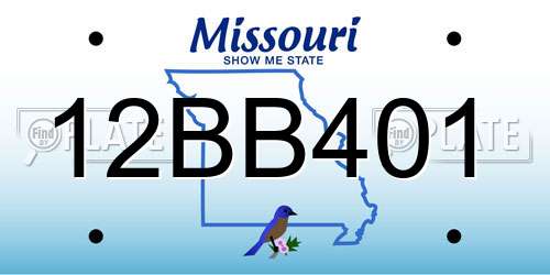 12BB401 Missouri License Plate