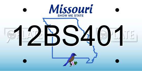 12BS401 Missouri License Plate