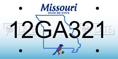 12GA321 Missouri License Plate