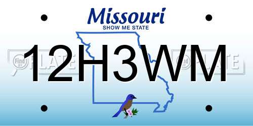 12H3WM Missouri License Plate