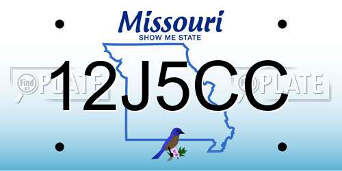 12J5CC Missouri License Plate