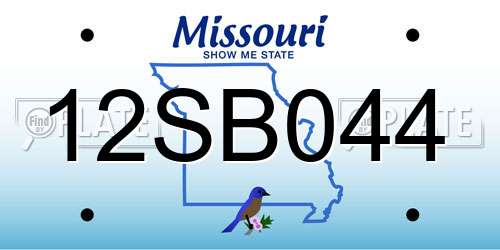 12SB044 Missouri License Plate