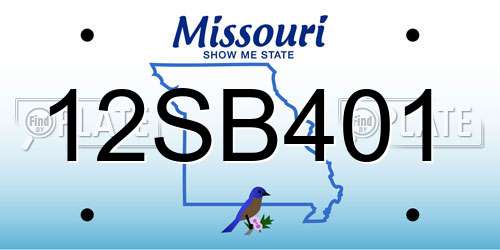 12SB401 Missouri License Plate