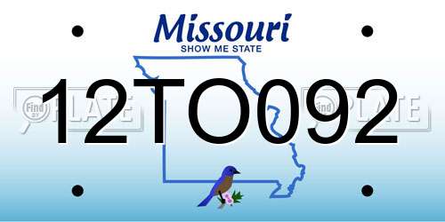 12TO092 Missouri License Plate