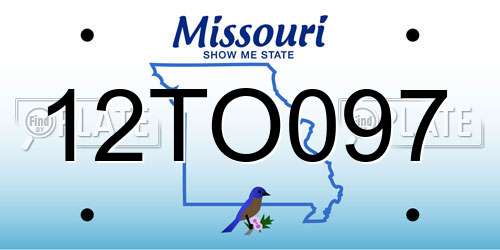 12TO097 Missouri License Plate