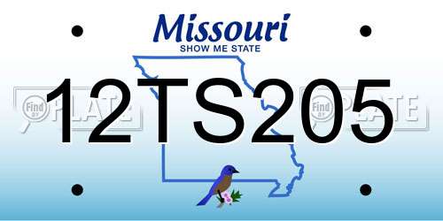 12TS205 Missouri License Plate